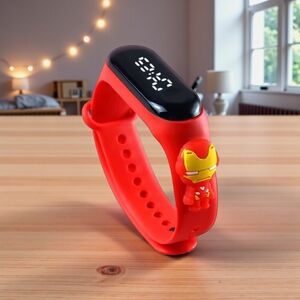 Red Wearable Fitness Tracker with Character Design